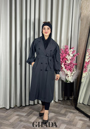 Trench-coat oversize en gris foncé