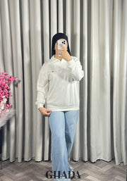 Pull en maile douce zippé à col en V