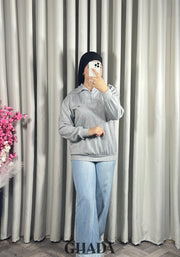 Pull en maile douce zippé à col en V