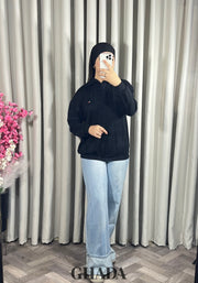 Pull en maile douce zippé à col en V