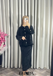 Ensemble en maille avec jupe en noir