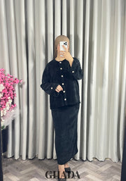 Ensemble en maille avec jupe en noir