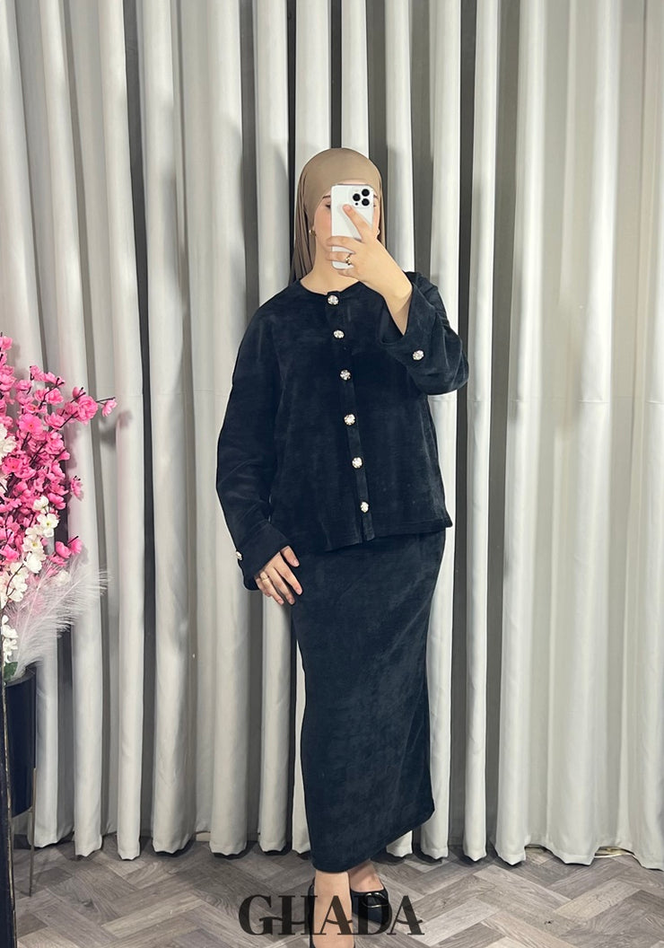 Ensemble en maille avec jupe en noir