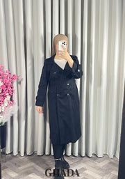 Trench-coat long en noir