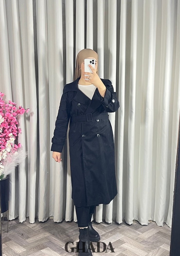 Trench-coat long en noir
