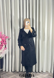 Trench-coat long en noir