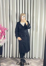 Trench-coat long en noir