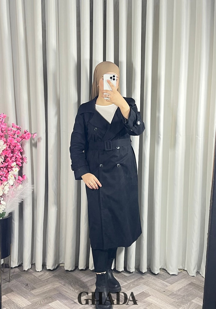 Trench-coat long en noir