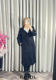 Trench-coat long en noir