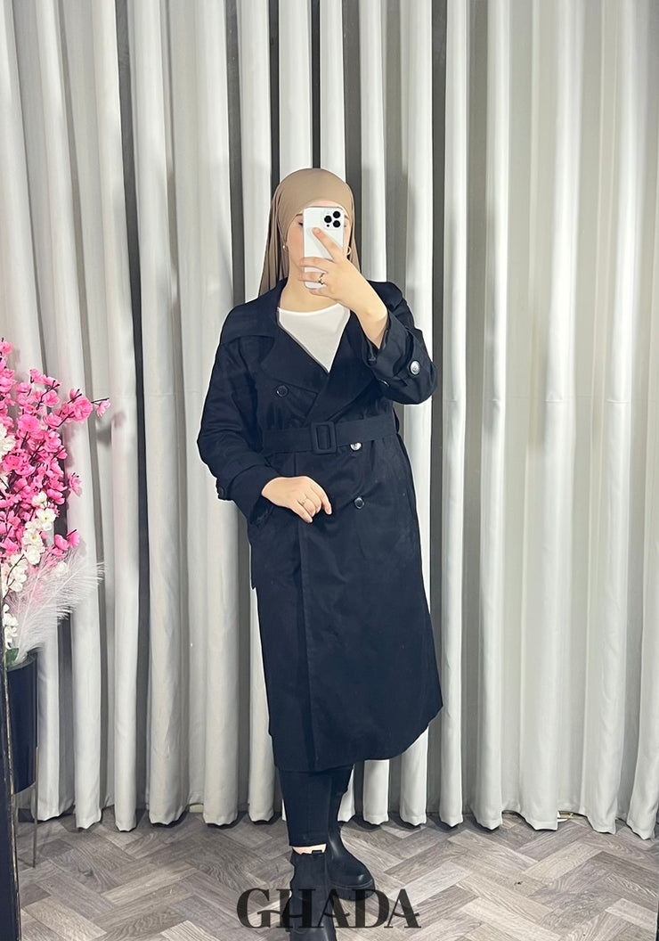 Trench-coat long en noir