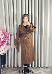 Trench-coat long en marron