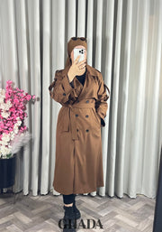 Trench-coat long en marron