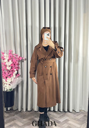 Trench-coat long en marron