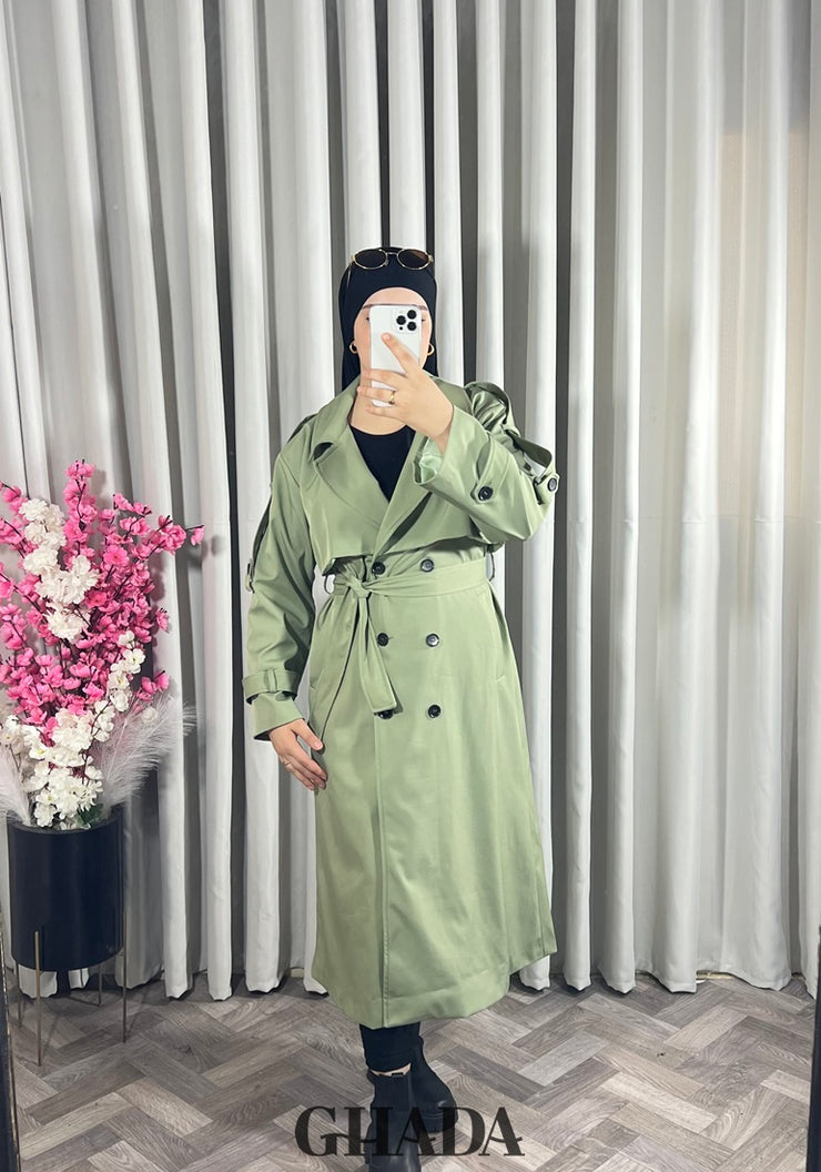 Trench-coat long en vert