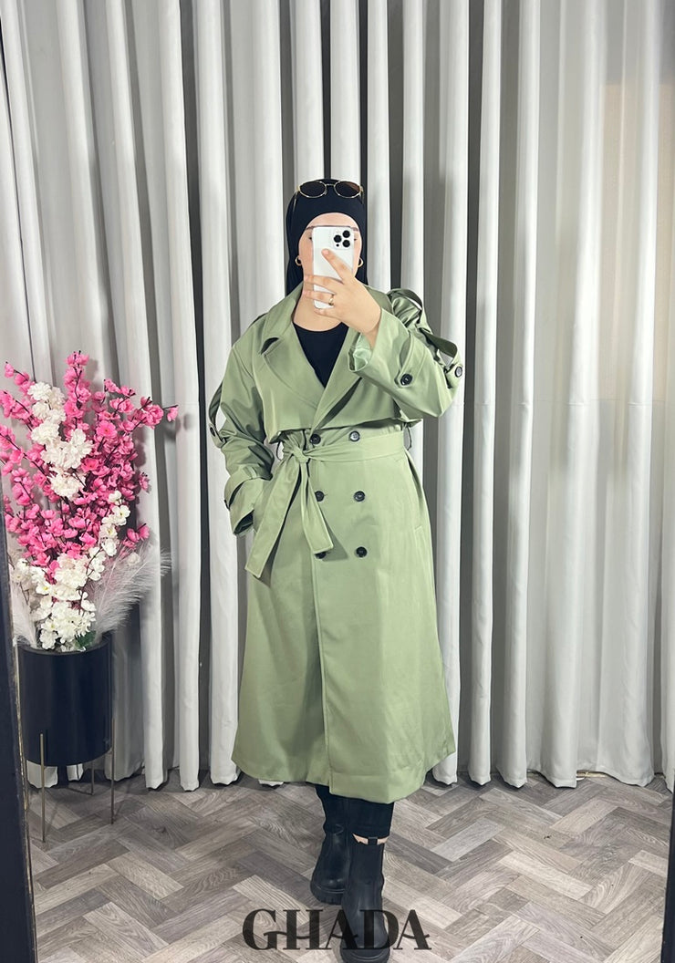 Trench-coat long en vert