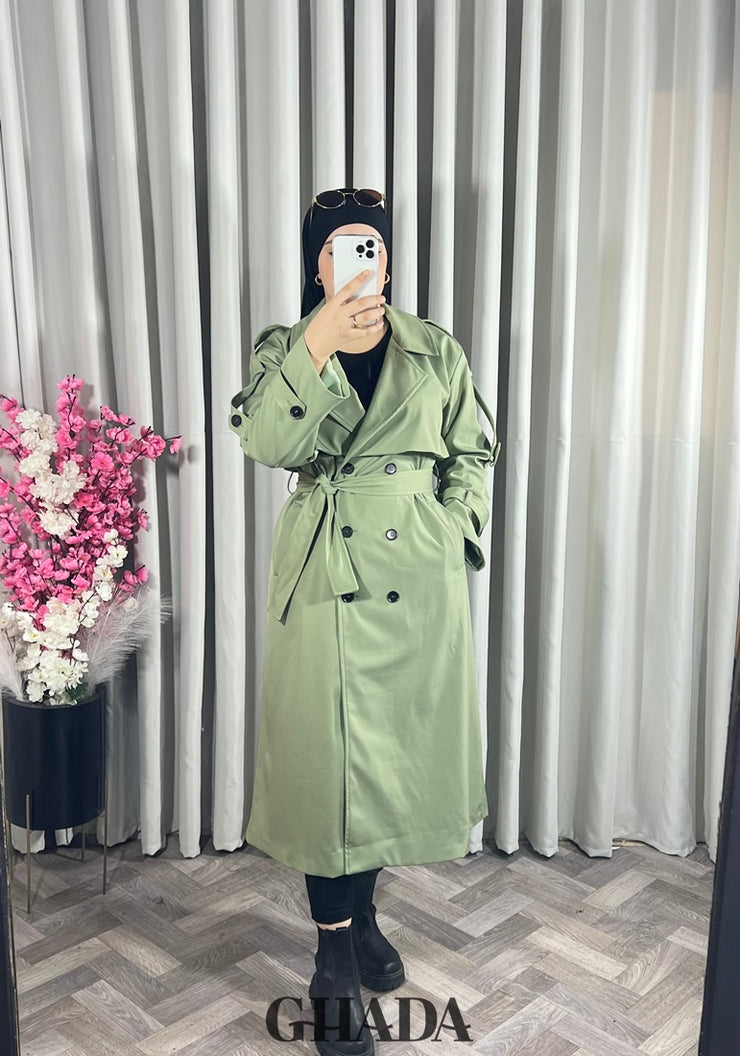 Trench-coat long en vert