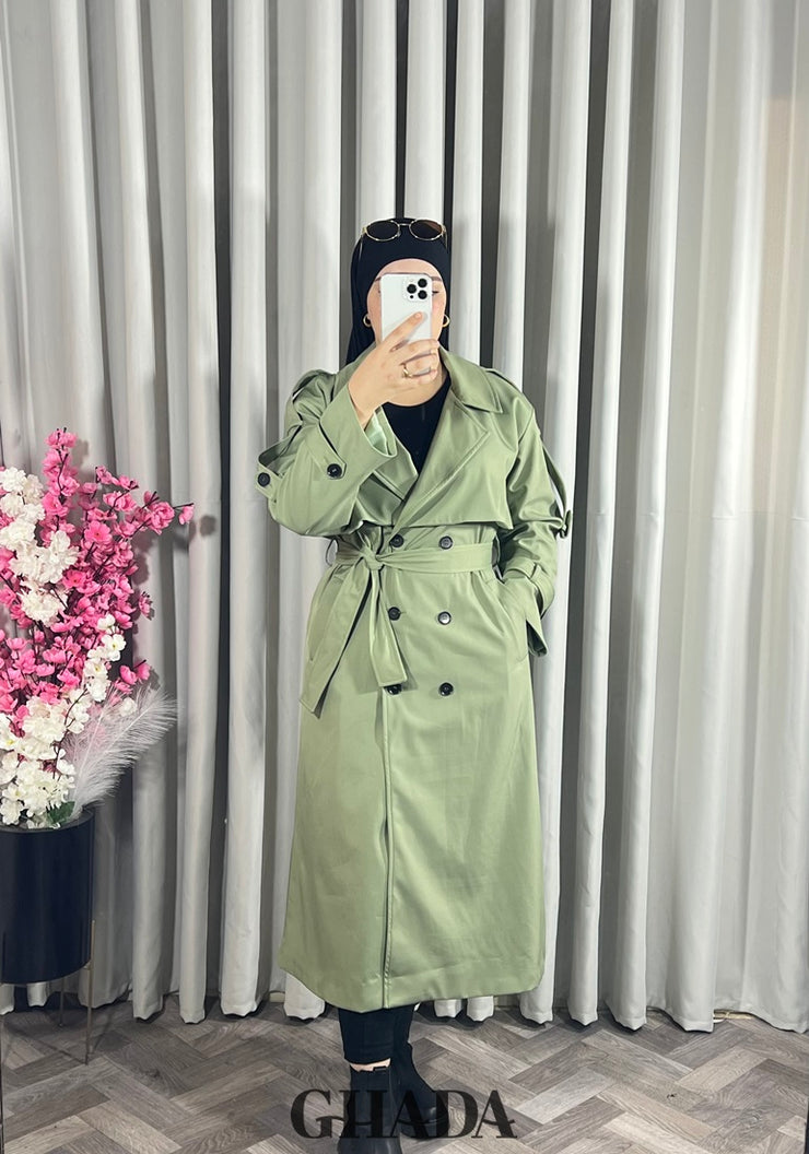 Trench-coat long en vert