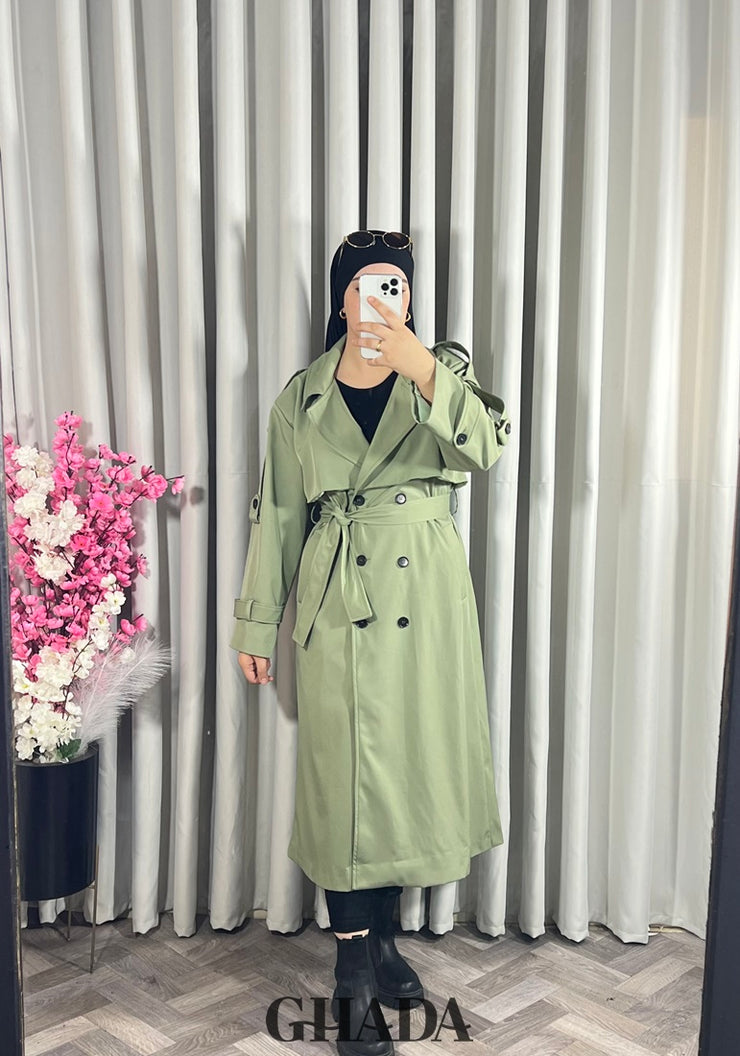 Trench-coat long en vert