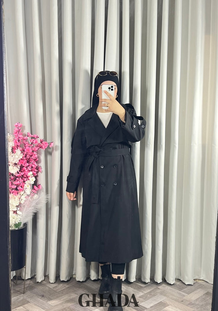 Trench-coat long en noir