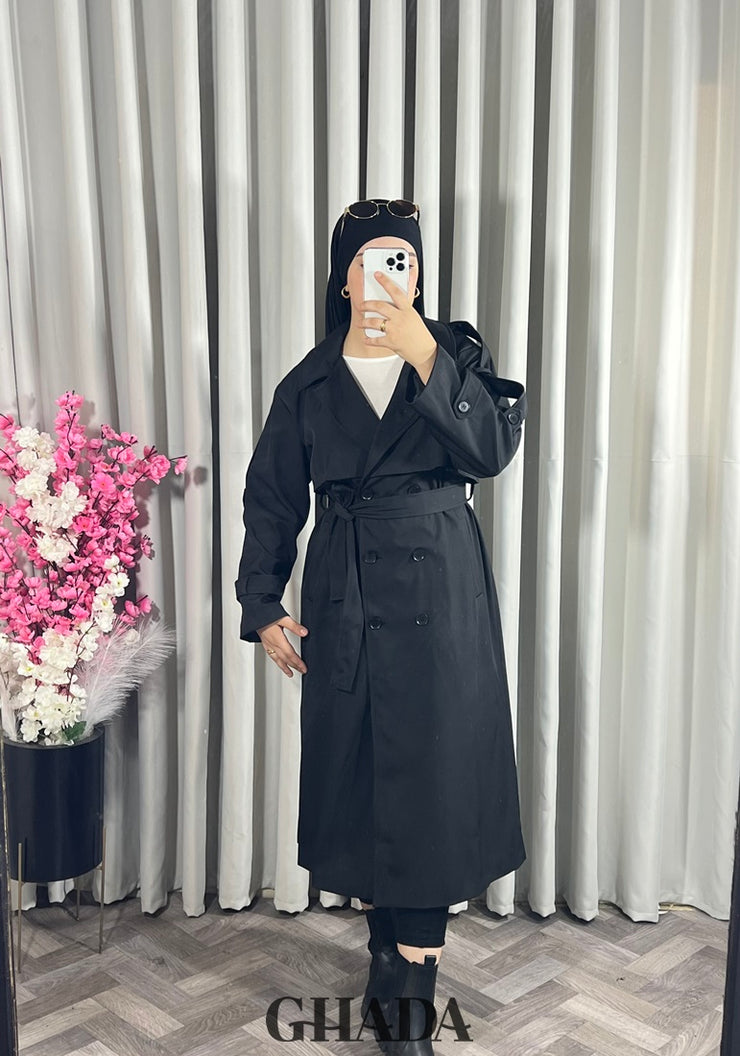 Trench-coat long en noir