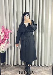 Trench-coat long en noir