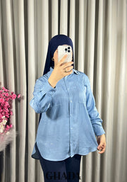 Chemise bleu avec strass