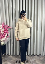 Sweat à capuche en beige
