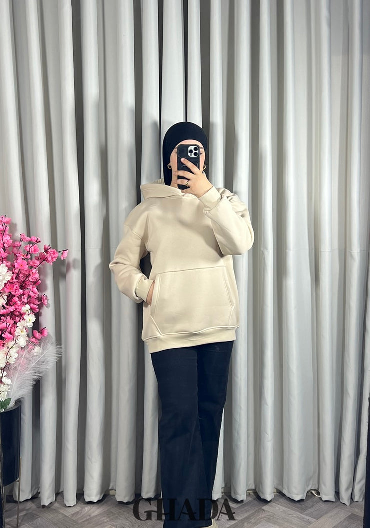 Sweat à capuche en beige