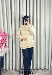 Sweat à capuche en beige