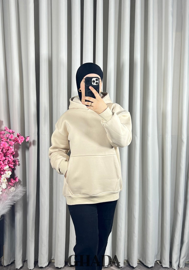 Sweat à capuche en beige