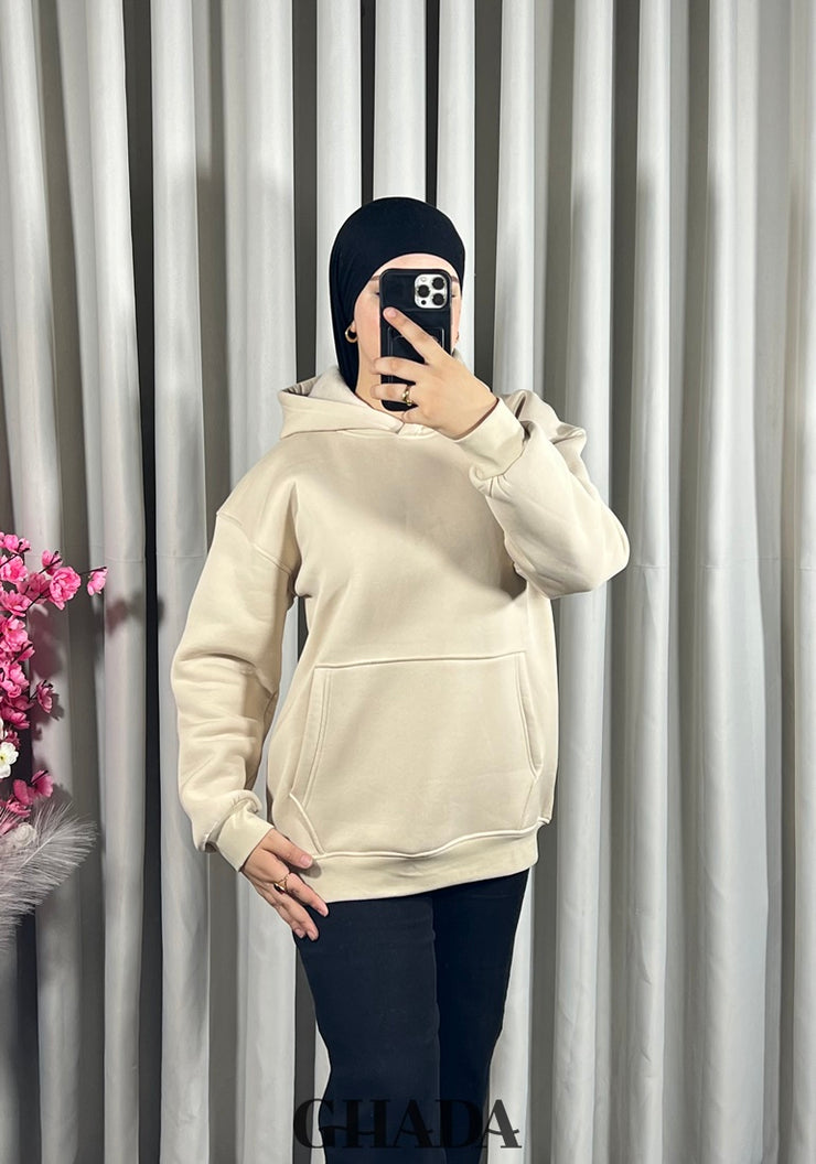 Sweat à capuche en beige