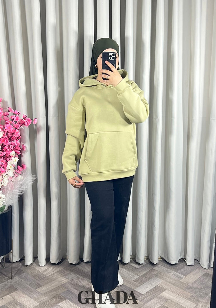 Sweat à capuche en vert clair