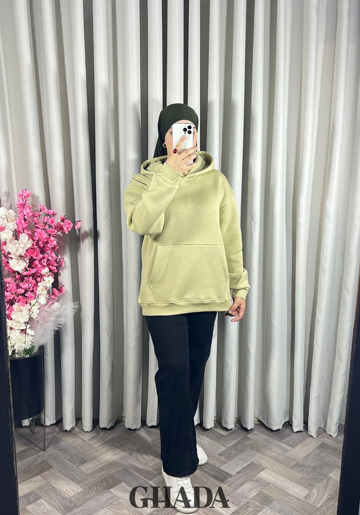 Sweat à capuche en vert clair