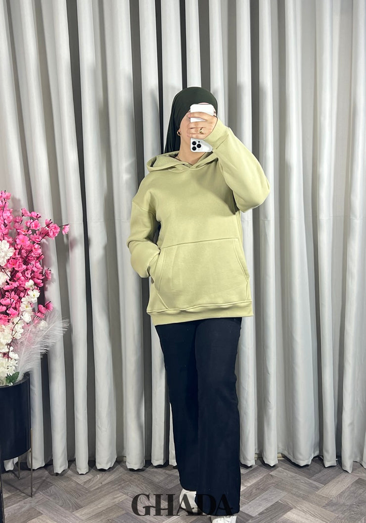 Sweat à capuche en vert clair