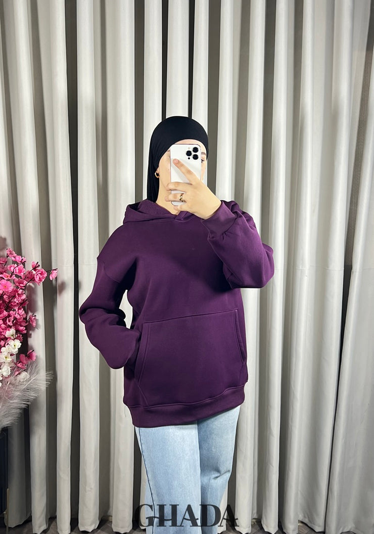 Sweat à capuche en mauve