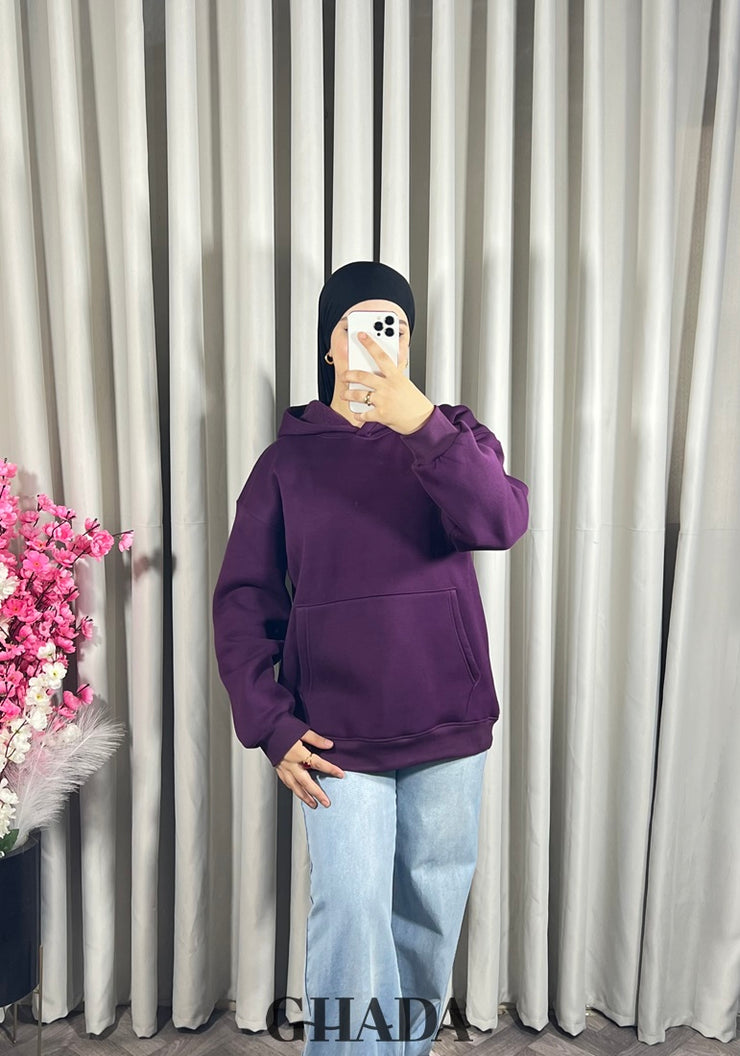 Sweat à capuche en mauve