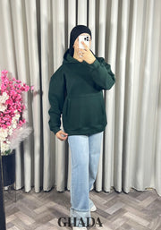 Sweat à capuche en vert bouteille