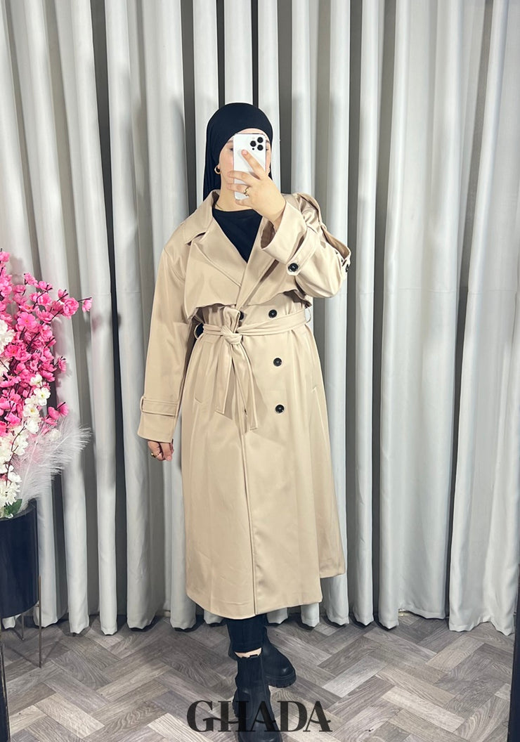 Trench-coat long en beige