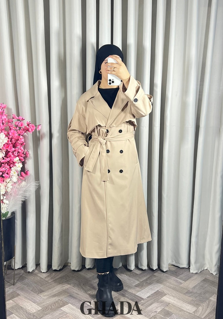 Trench-coat long en beige