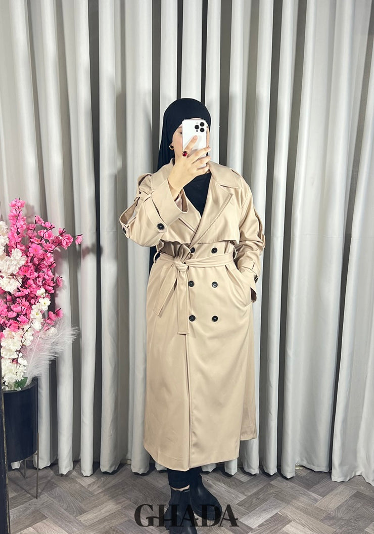 Trench-coat long en beige