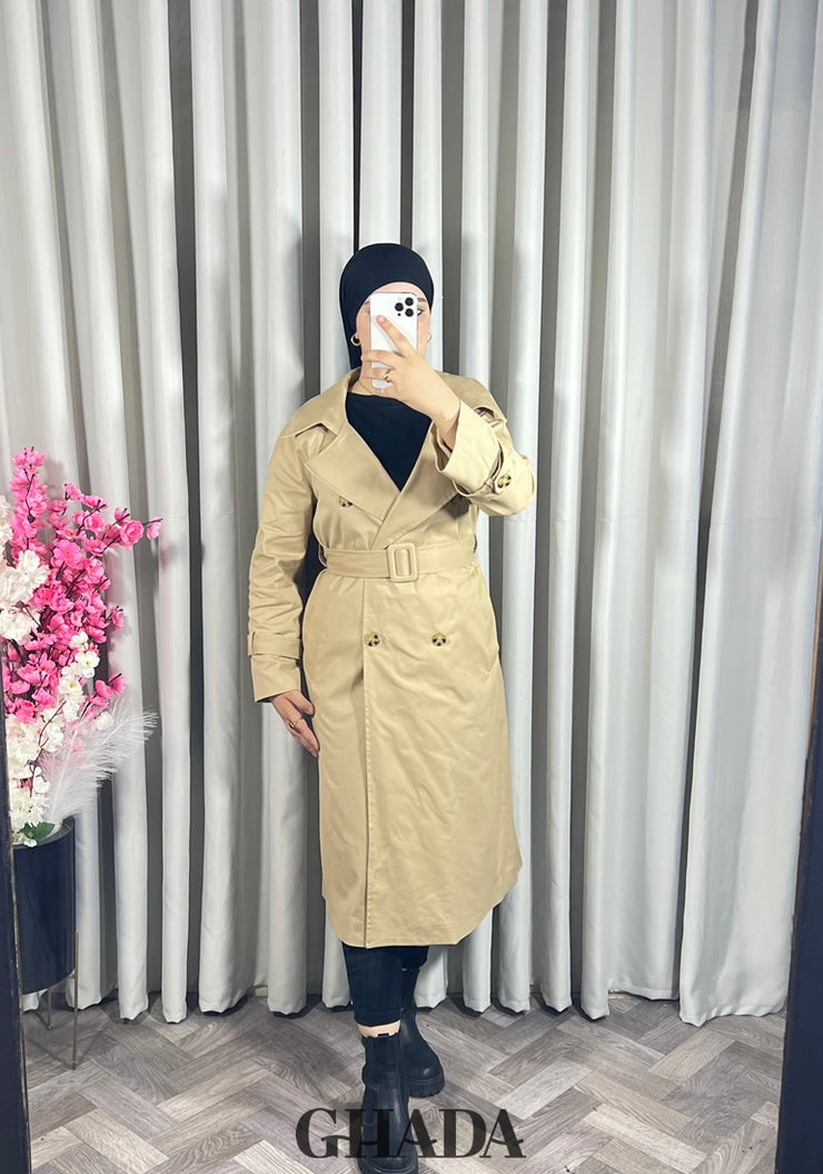 Trench-coat long en beige
