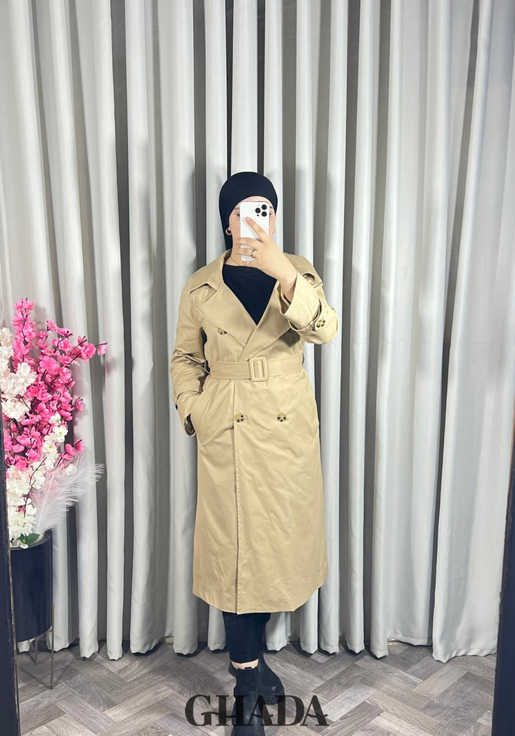 Trench-coat long en beige