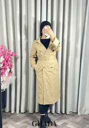 Trench-coat long en beige