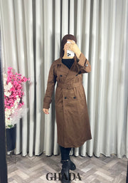 Trench-coat long en marron