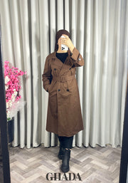 Trench-coat long en marron
