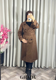 Trench-coat long en marron