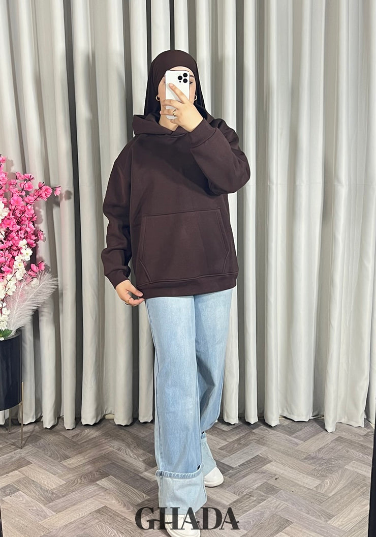 Sweat à capuche en marron