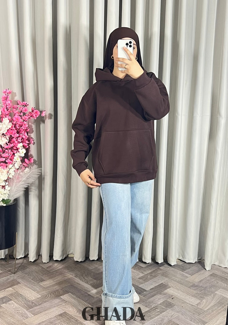 Sweat à capuche en marron