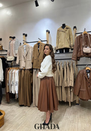 Jupe en simili cuir marron