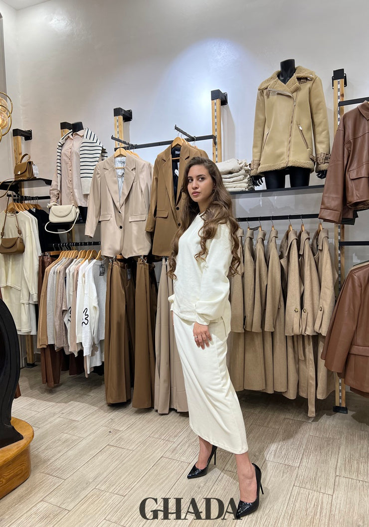 Ensemble avec jupe en maille blanc